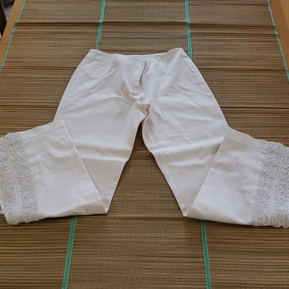 Women's white ruffle themed pants